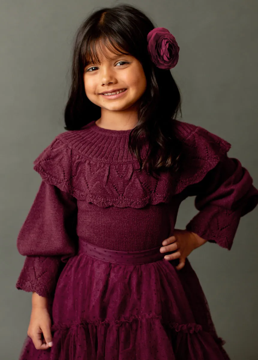 Brigitte Skirt in Burgundy Dot