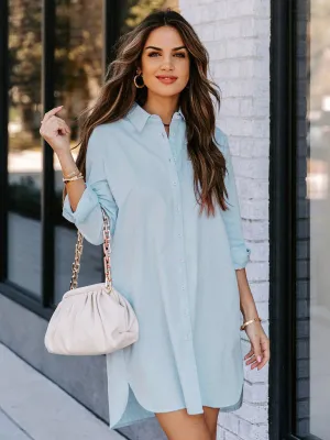 Button-Down Long-Sleeved Shirt Dress with Classic Collar