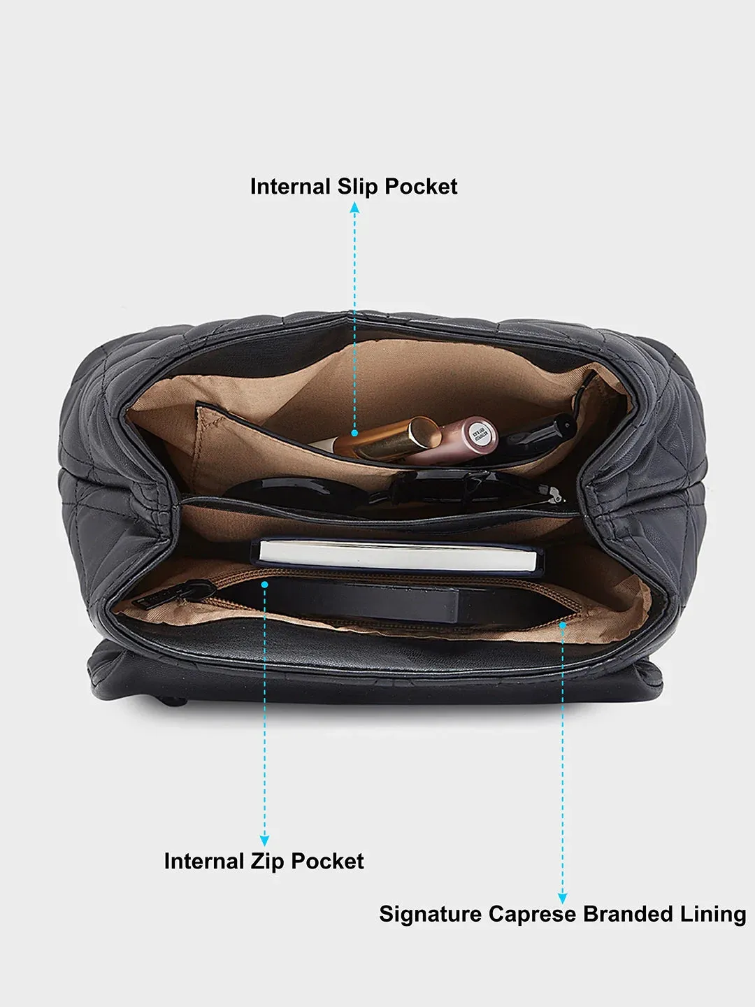 Caprese Rabi Medium Black Sling Bag