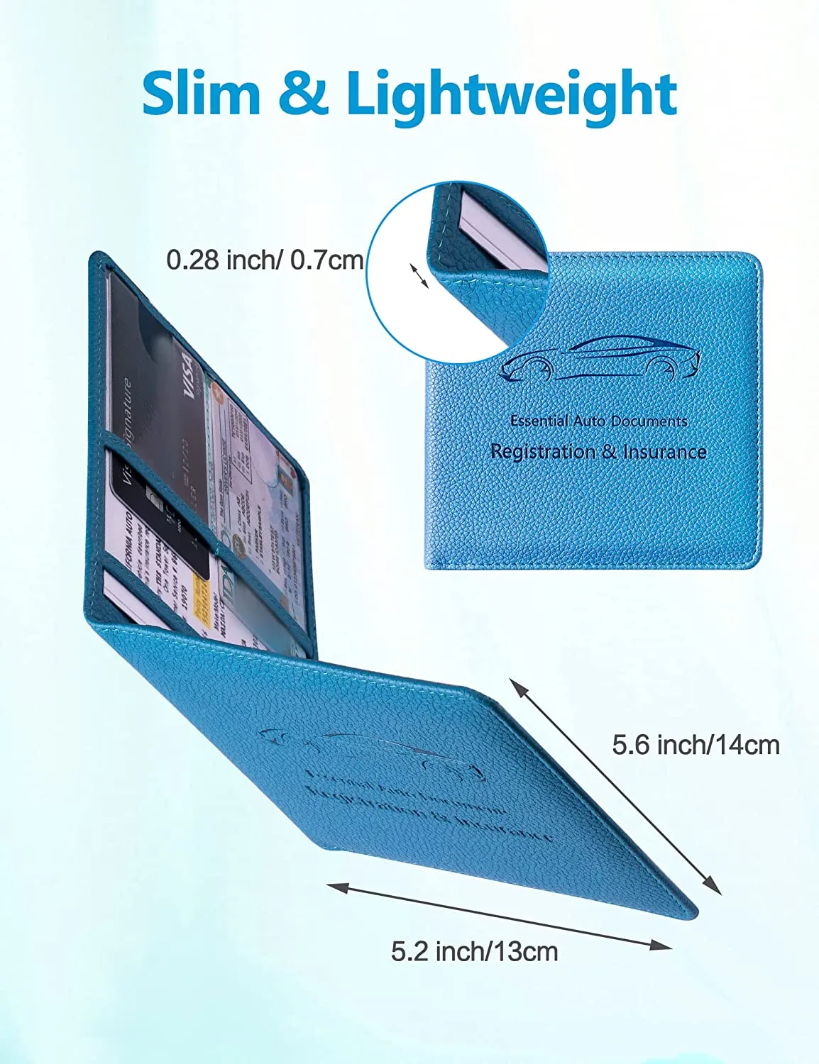 Car Registration and Insurance Holder, Car Document Holder with Magnetic Closure, Auto PU Leather Registration and Insurance Card Holder for Driver's License & Essential Documents