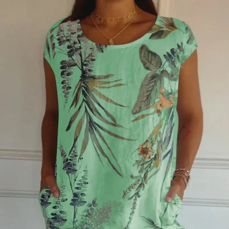 Casual Printed Dress with Pockets | Lightweight Fabric, Comfortable Fit, Summer Style