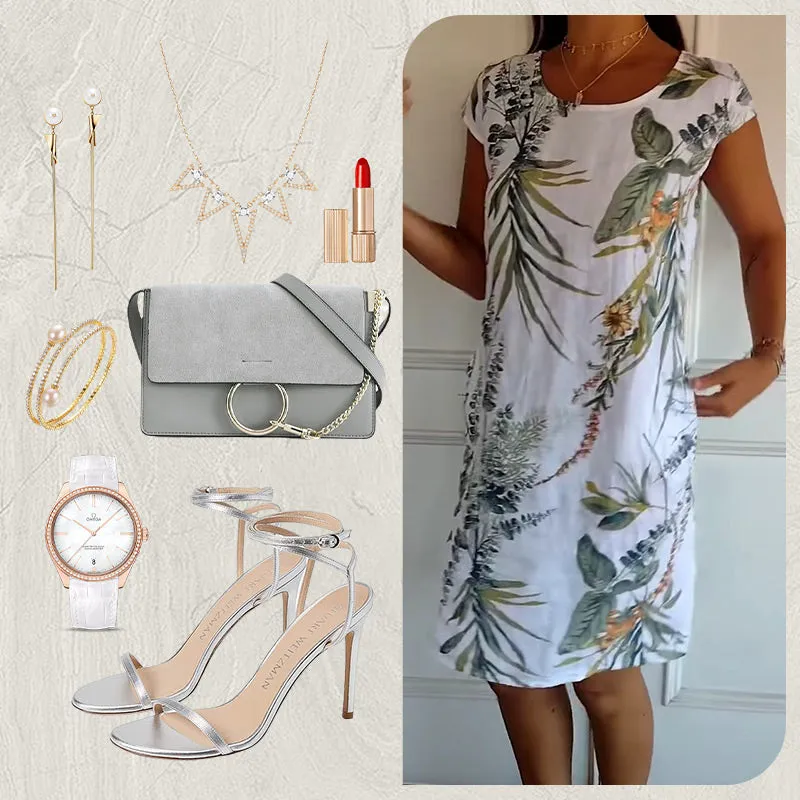 Casual Printed Dress with Pockets | Lightweight Fabric, Comfortable Fit, Summer Style