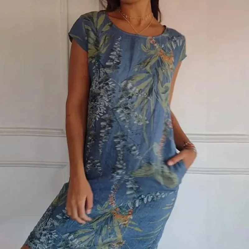 Casual Printed Dress with Pockets | Lightweight Fabric, Comfortable Fit, Summer Style