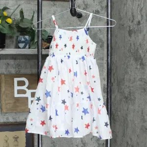 Cat & Jack Girls Lined Star USA Lined Dress White S