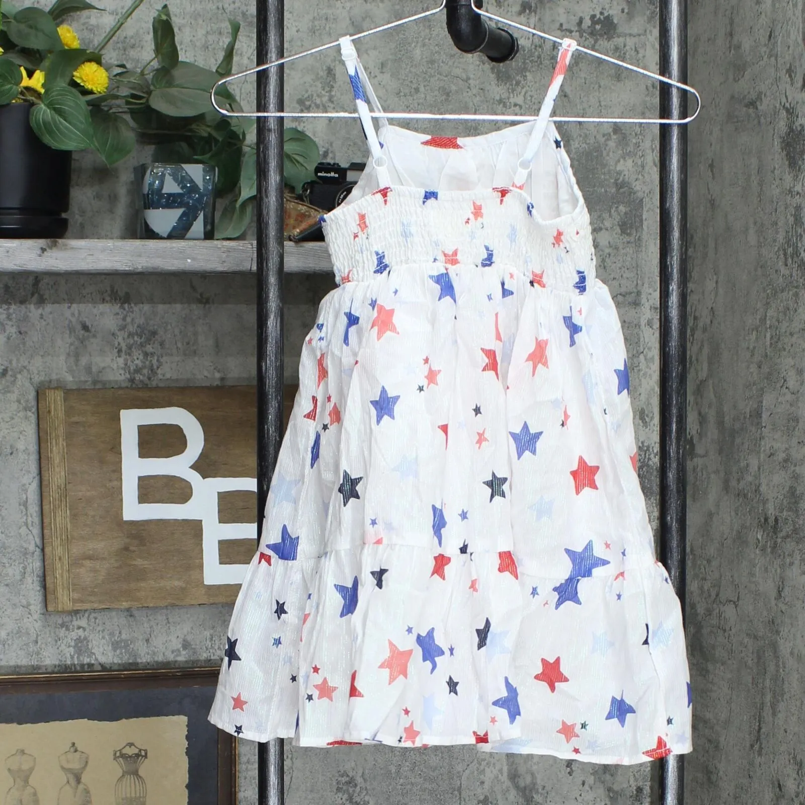 Cat & Jack Girls Lined Star USA Lined Dress White S