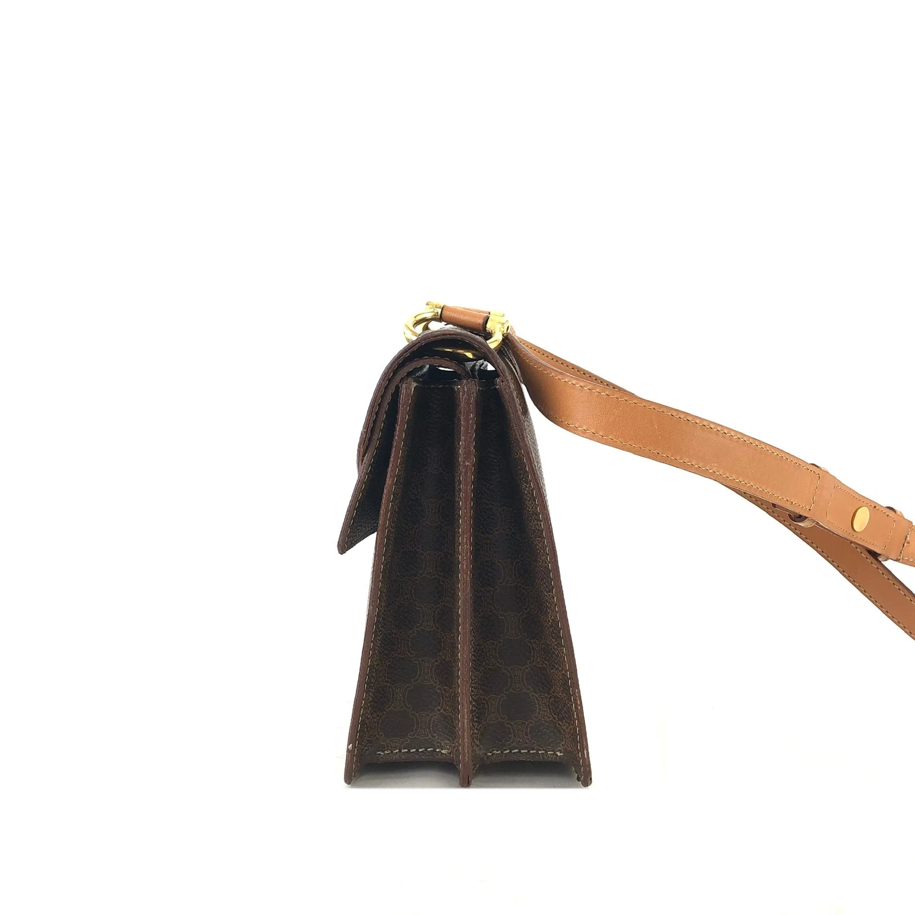 CELINE Macadam Gancini Double Flap Mini bag Shoulder bag Brown Vintage Old CELINE s5ygdx