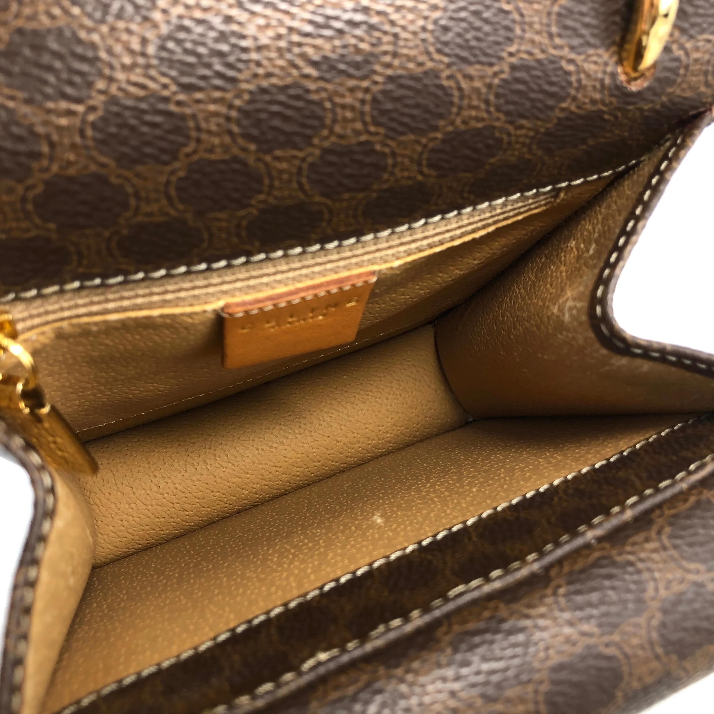 CELINE Macadam Gancini Double Flap Mini bag Shoulder bag Brown Vintage Old CELINE s5ygdx