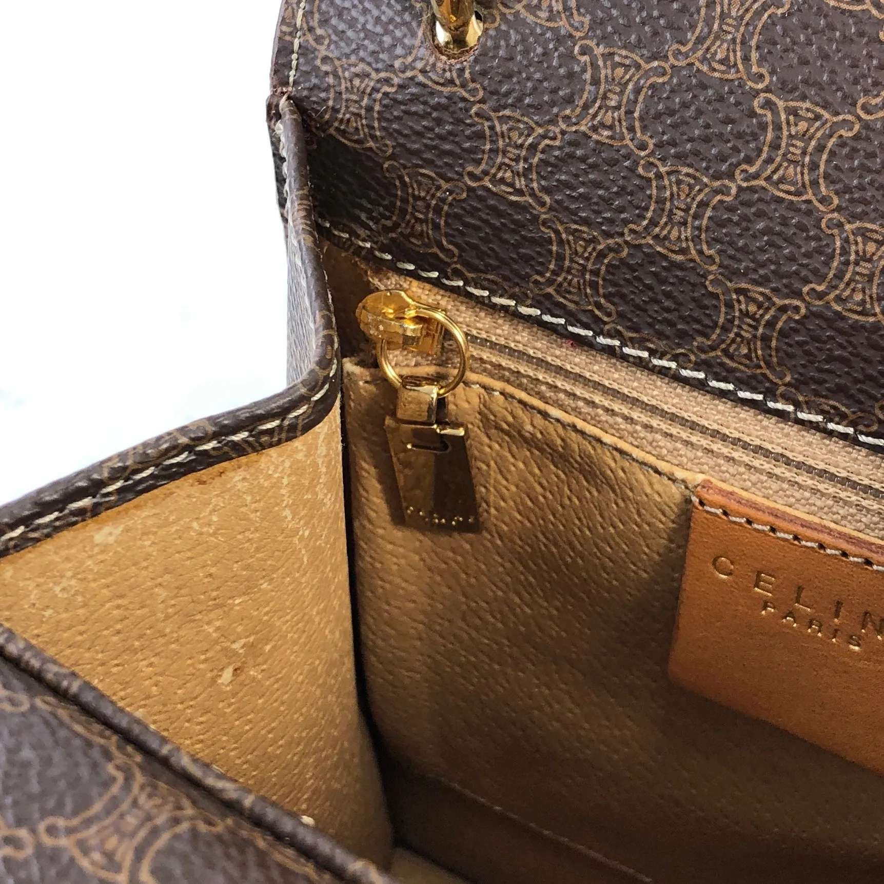 CELINE Macadam Gancini Double Flap Mini bag Shoulder bag Brown Vintage Old CELINE s5ygdx