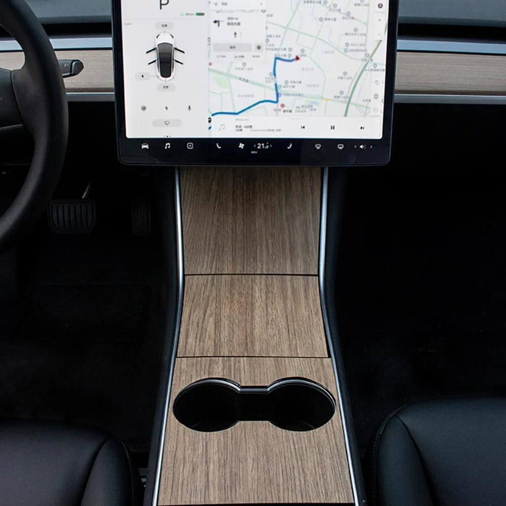 Central Control Panel Wood Grain Stickers for Tesla Model 3