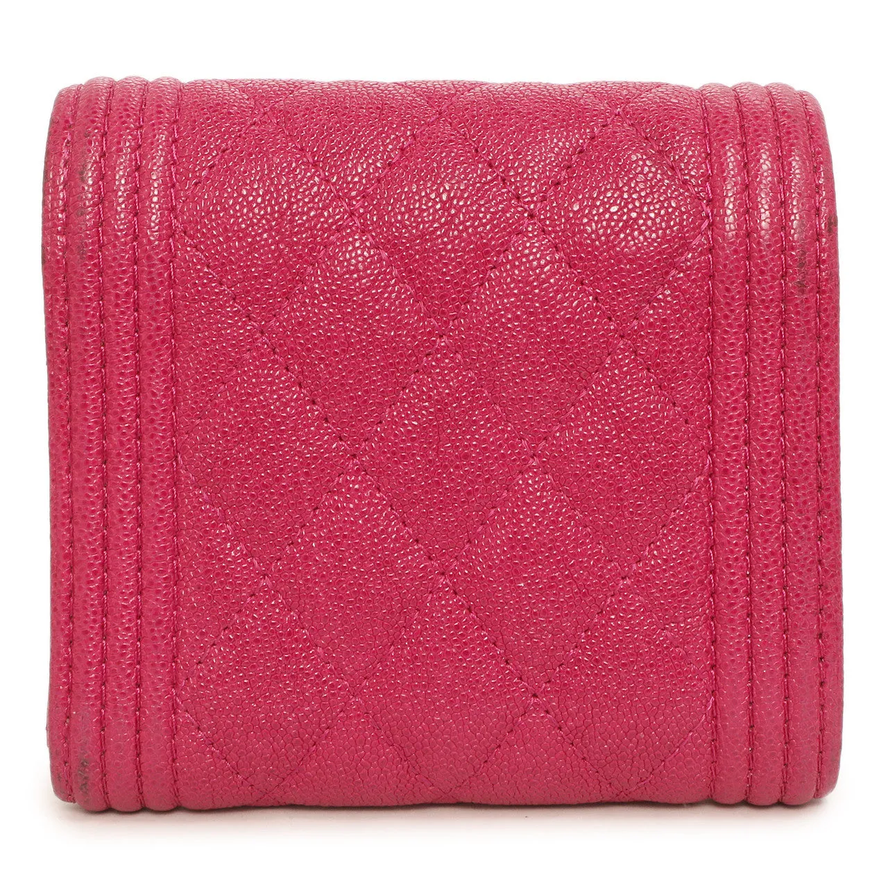 Chanel Fuchsia Quilted Caviar Boy Compact Wallet