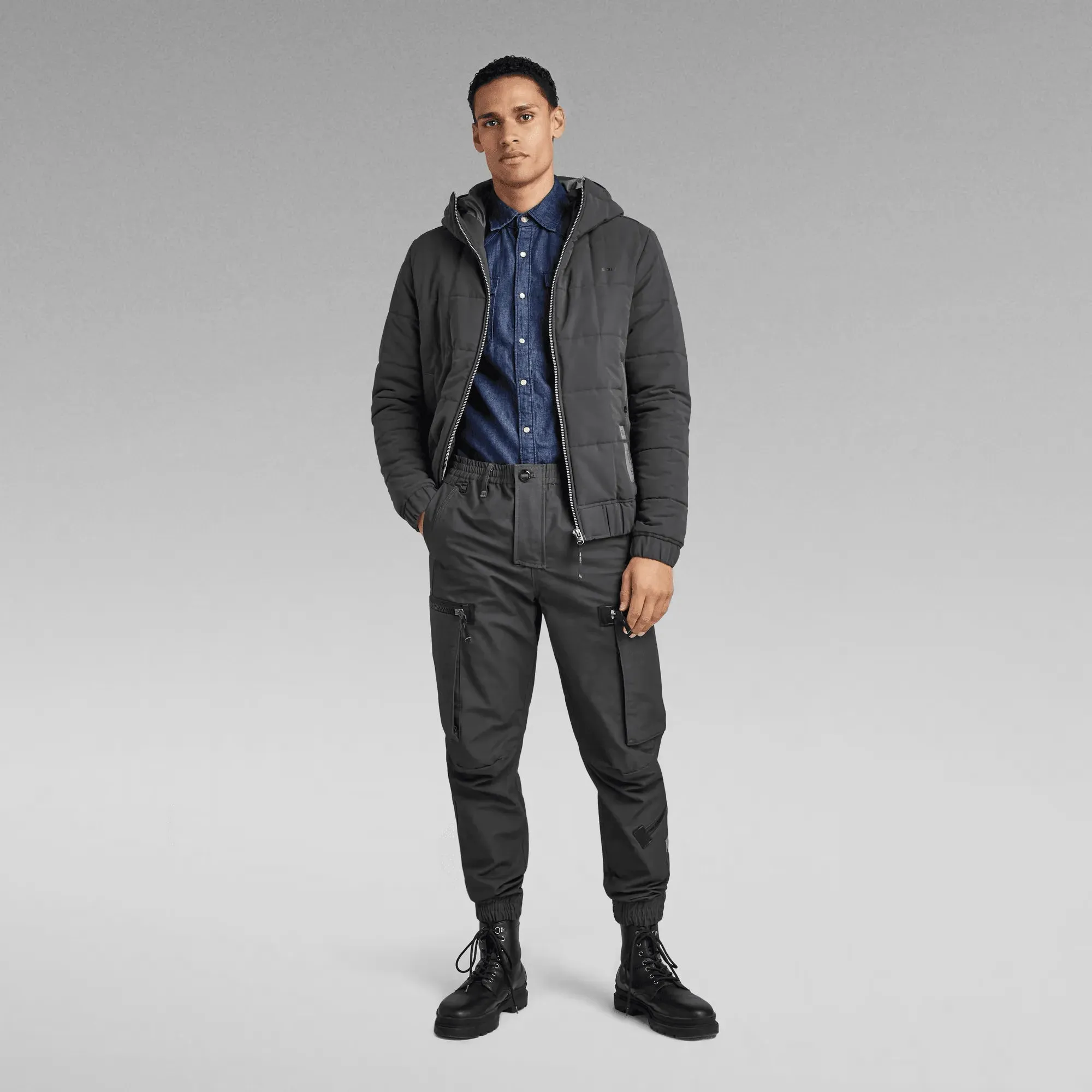 Chaqueta G-Star Raw Denim Meefic Squared Quilted Hooded