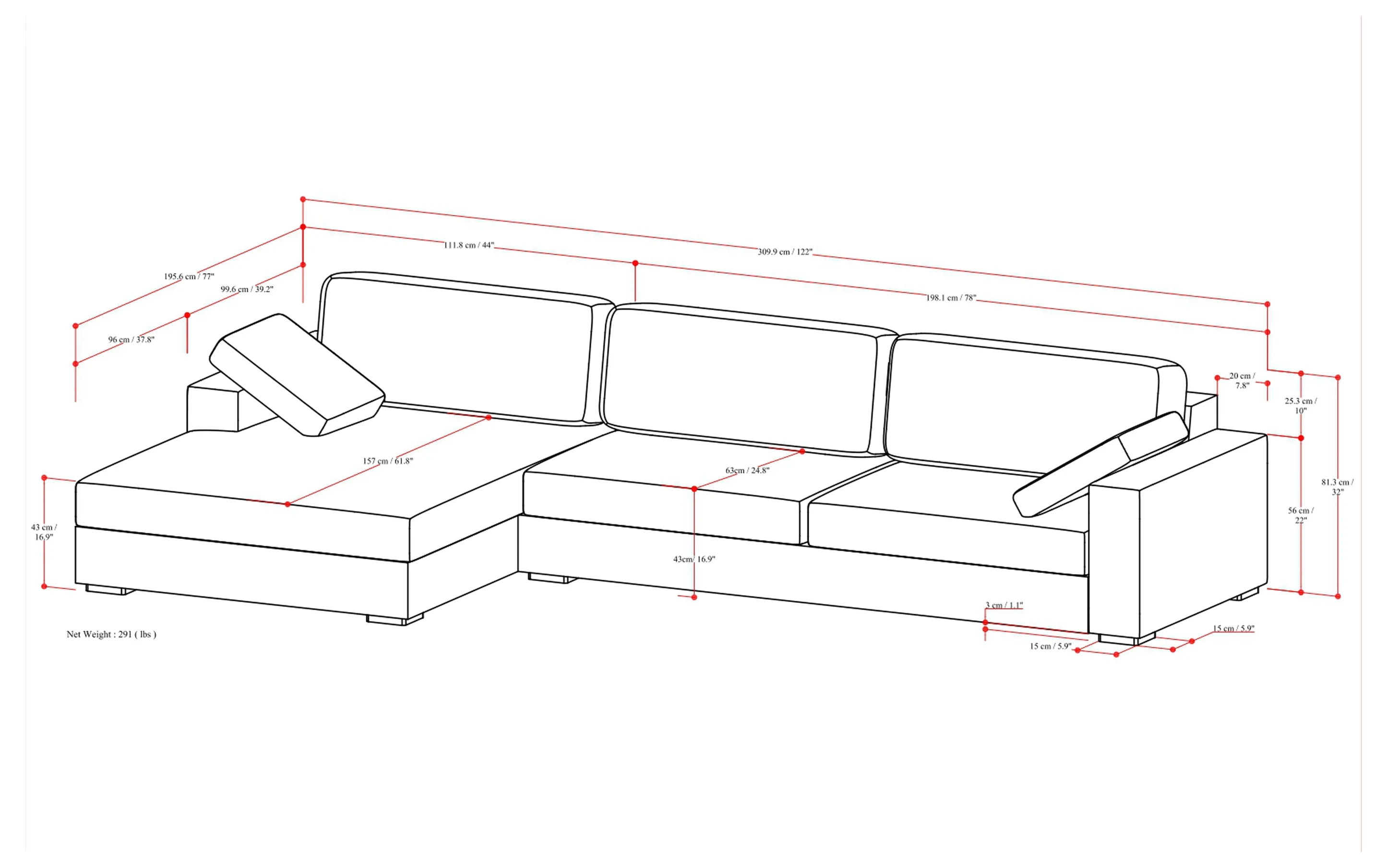 Charlie Deep Seater Left Sectional