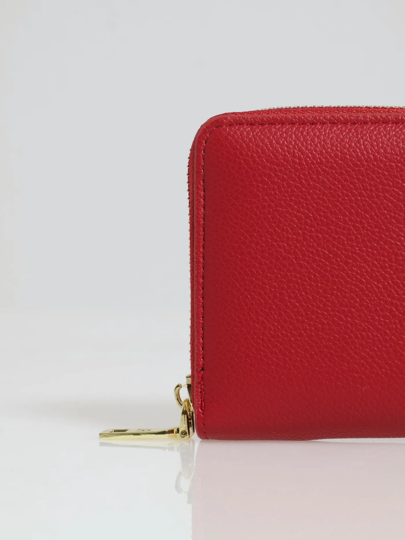 Charlotte Text Zip Around Purse - Dark Red