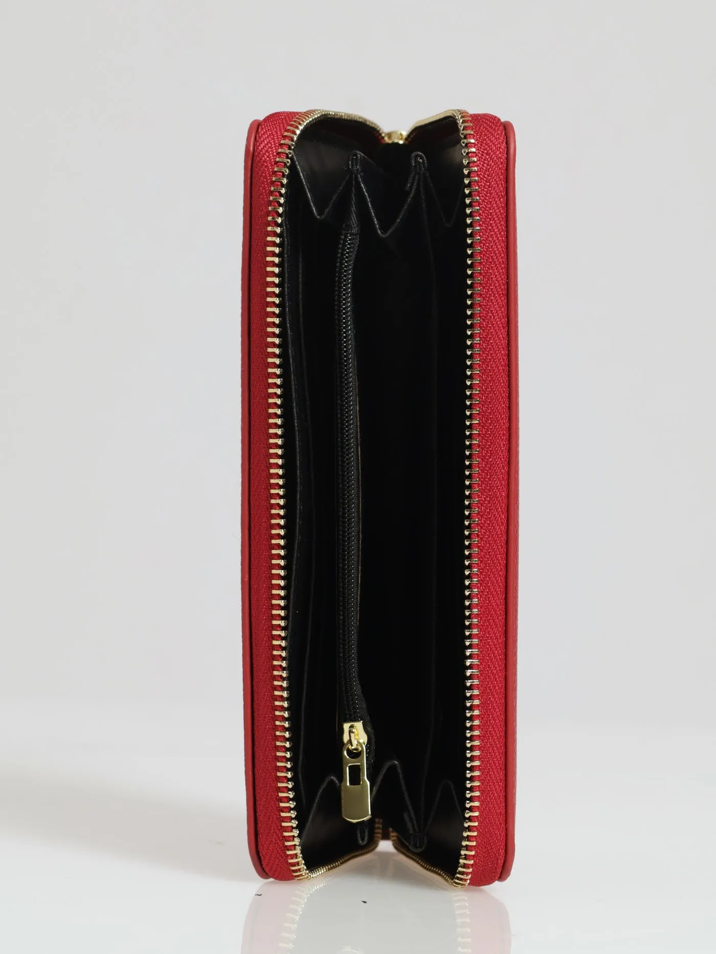 Charlotte Text Zip Around Purse - Dark Red