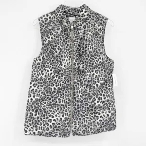 CHARTER CLUB Leopard Quilted Vest Winter Zip Up Jacket