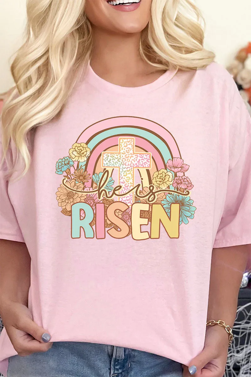 Cheetah Cross He Is Risen Combed Cotton T-Shirt