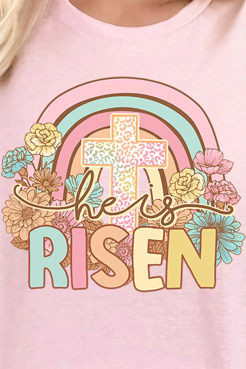 Cheetah Cross He Is Risen Combed Cotton T-Shirt