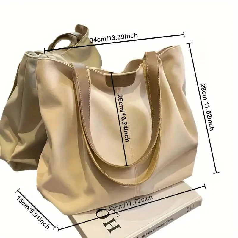 Chic Large Canvas Tote Bag – Versatile Shoulder Handbag with Zip Closure