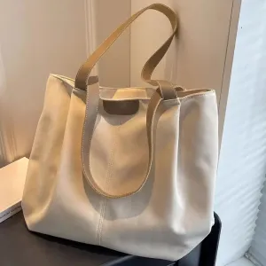 Chic Large Canvas Tote Bag – Versatile Shoulder Handbag with Zip Closure