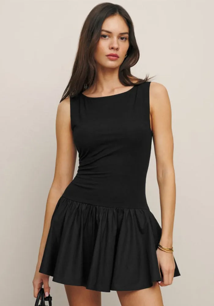 Chic Solid Color Round Neck Patchwork Sleeveless Dress for Summer Glam
