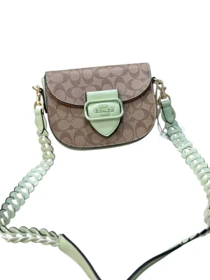 Coach Signature Saddle Crossbody Bag – Beige & Mint Green