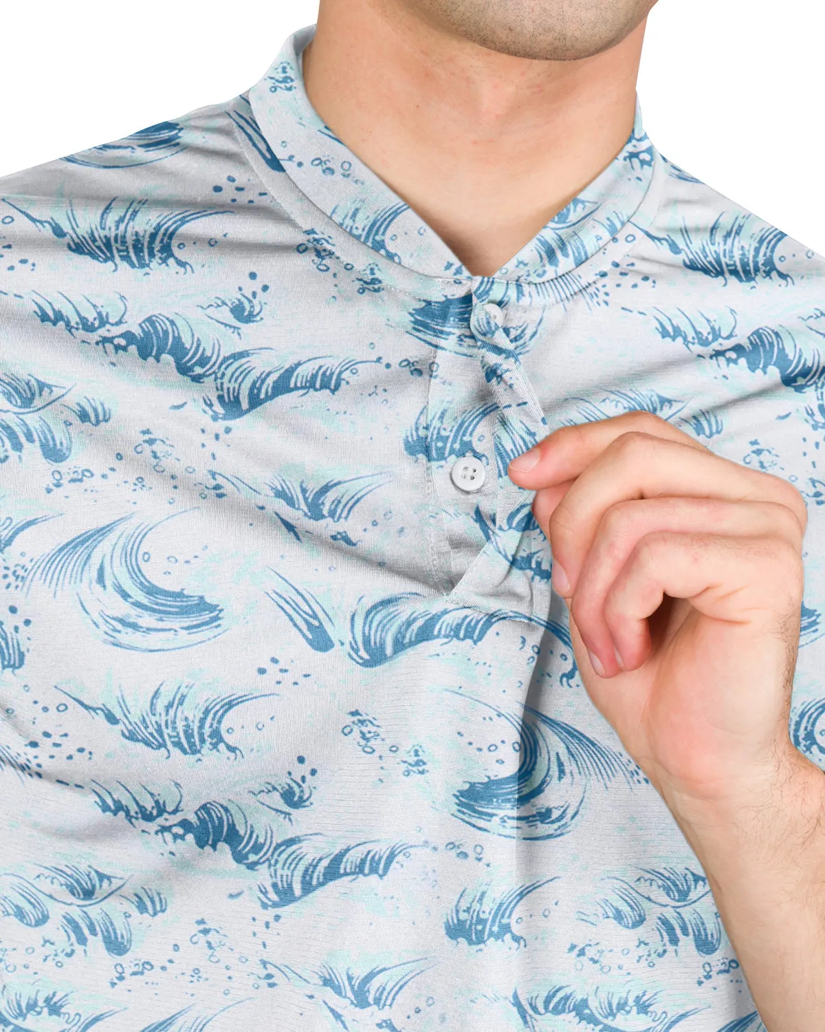 Collarless Dri-Fit Printed Polo