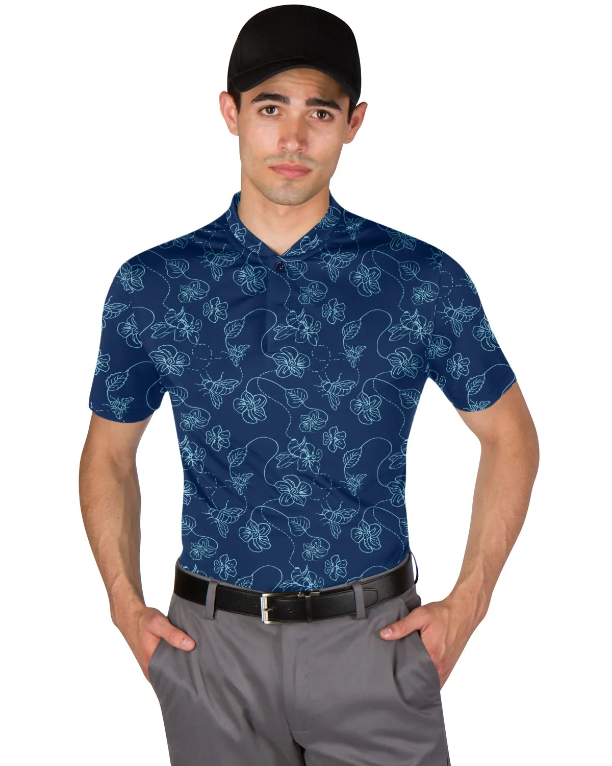 Collarless Dri-Fit Printed Polo