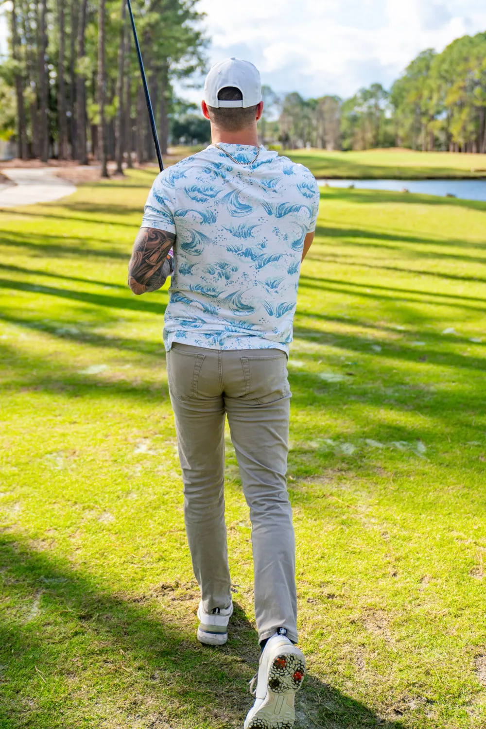Collarless Dri-Fit Printed Polo