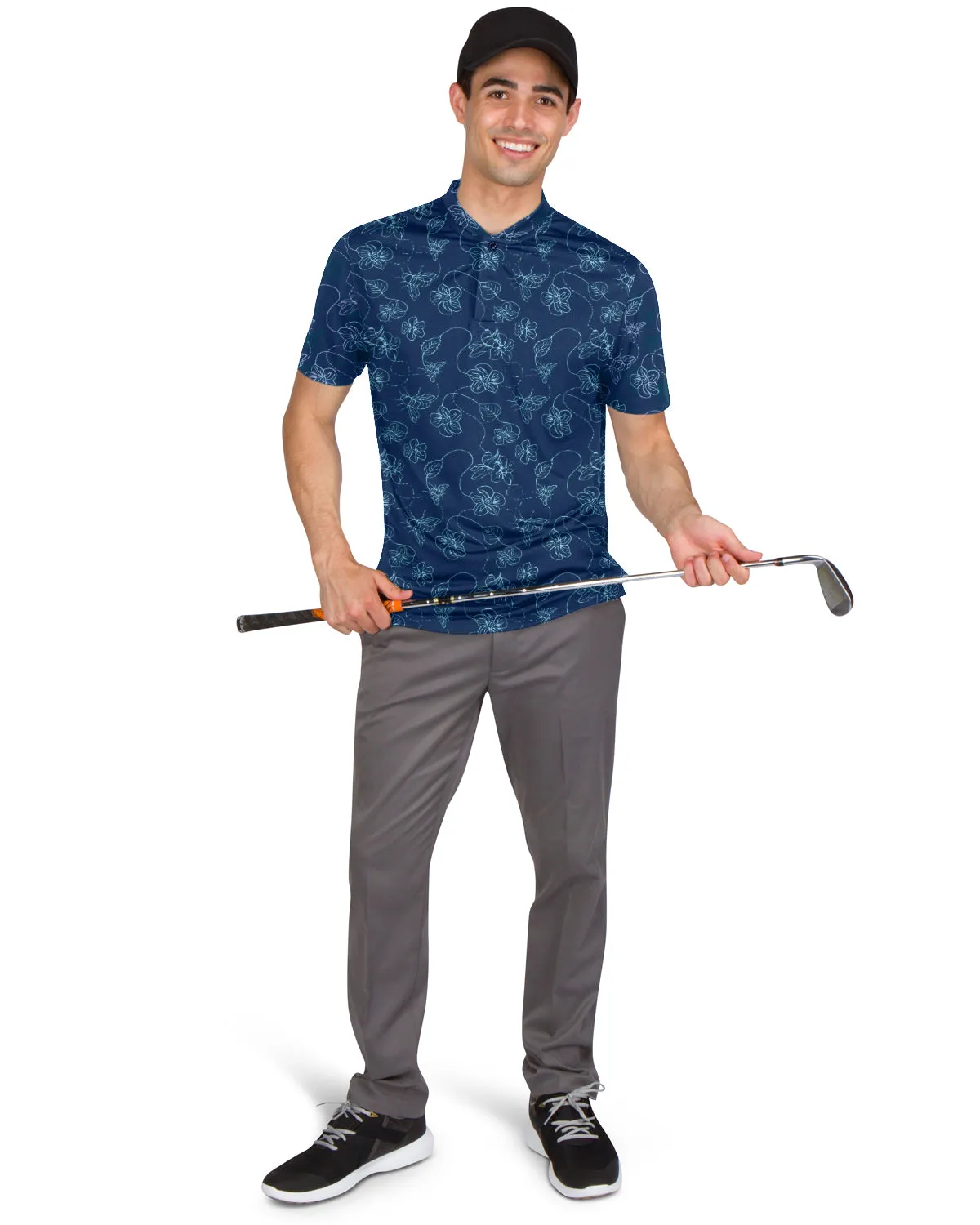 Collarless Dri-Fit Printed Polo
