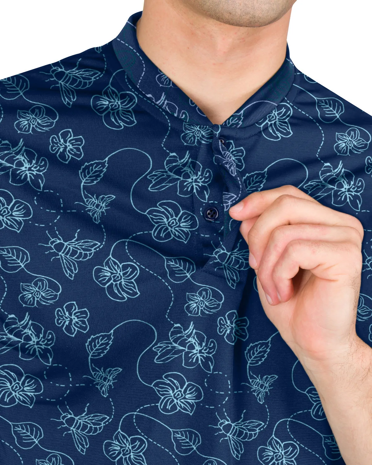 Collarless Dri-Fit Printed Polo