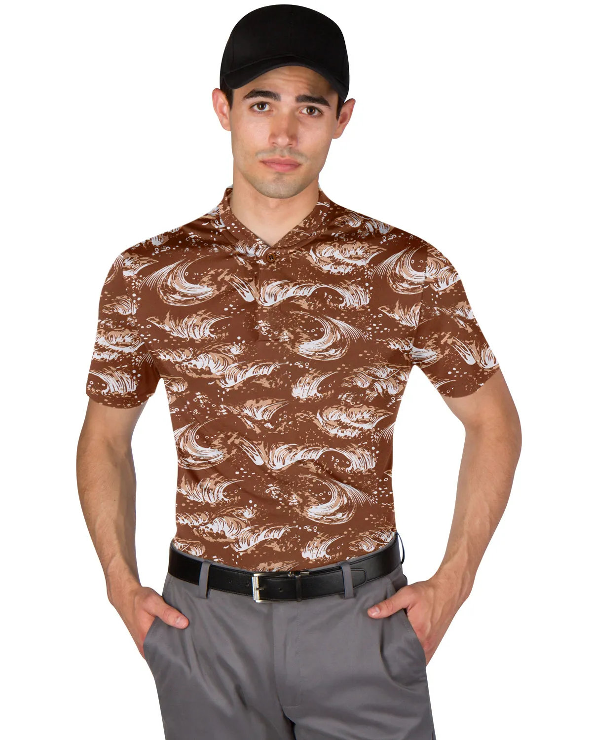 Collarless Dri-Fit Printed Polo