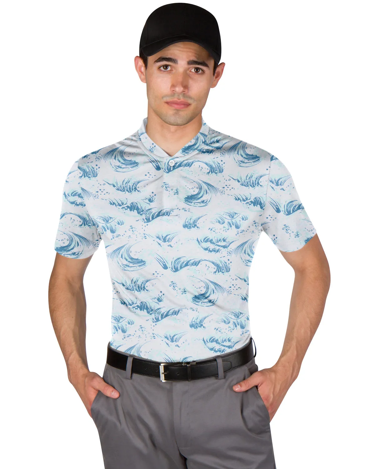 Collarless Dri-Fit Printed Polo