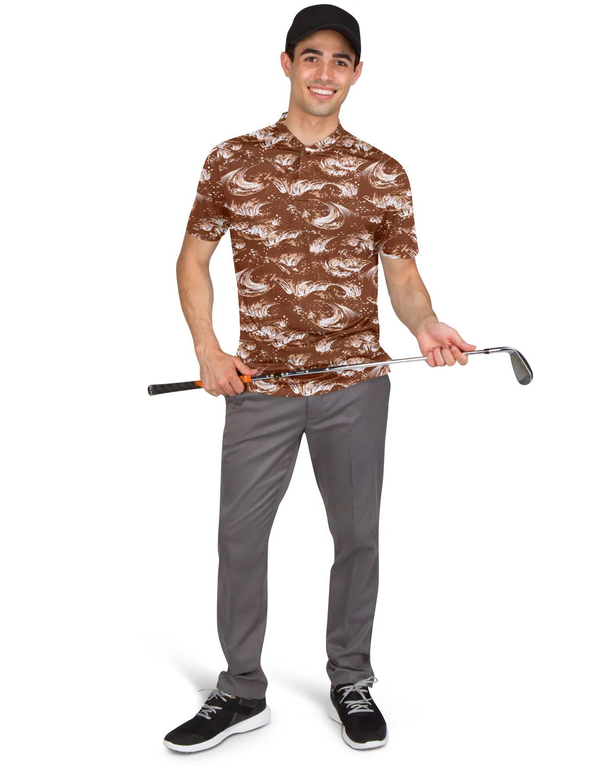 Collarless Dri-Fit Printed Polo
