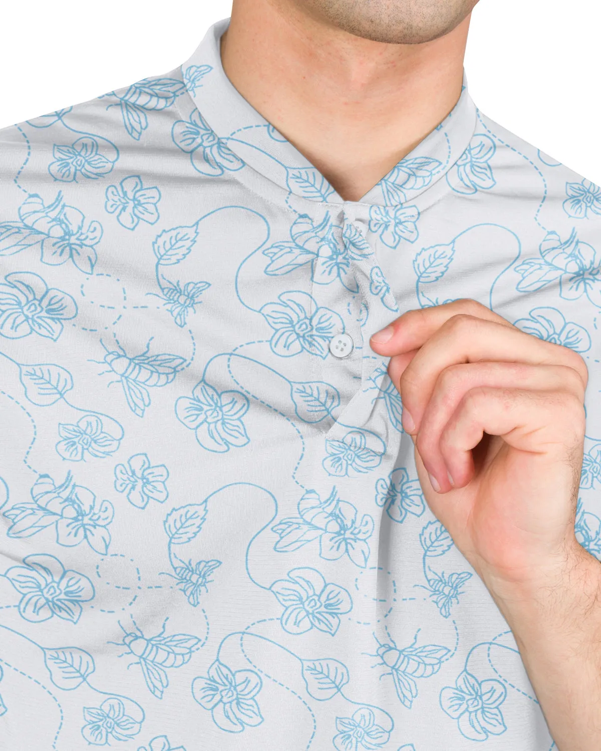 Collarless Dri-Fit Printed Polo