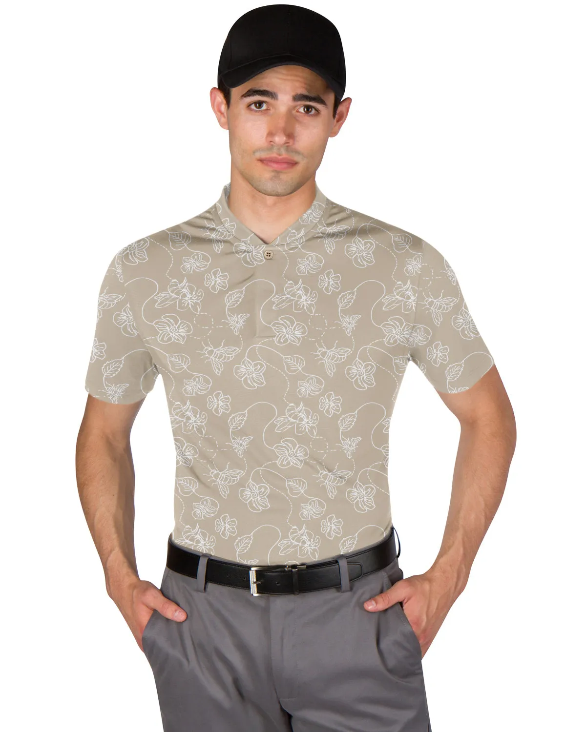 Collarless Dri-Fit Printed Polo