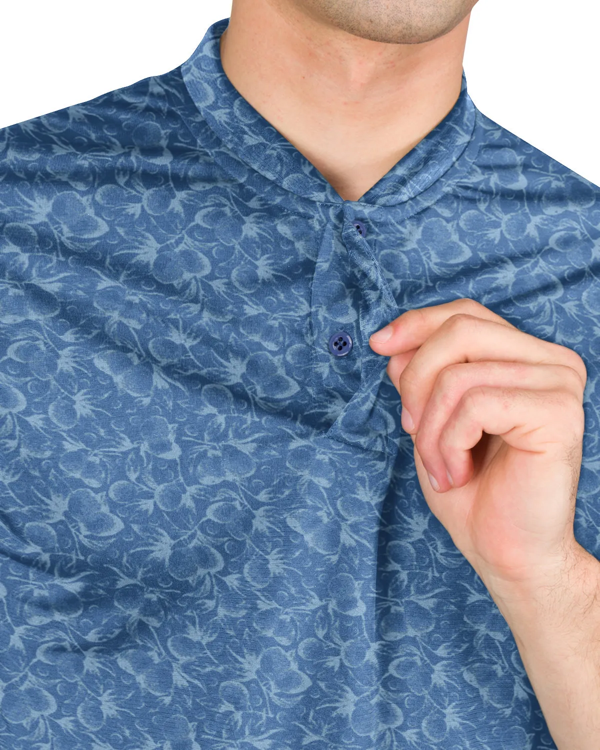 Collarless Dri-Fit Printed Polo
