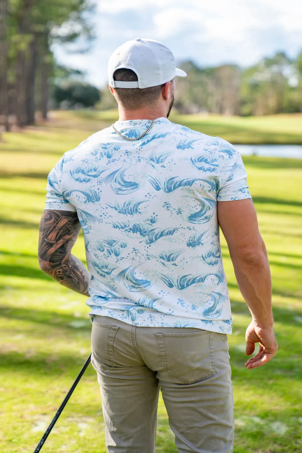 Collarless Dri-Fit Printed Polo