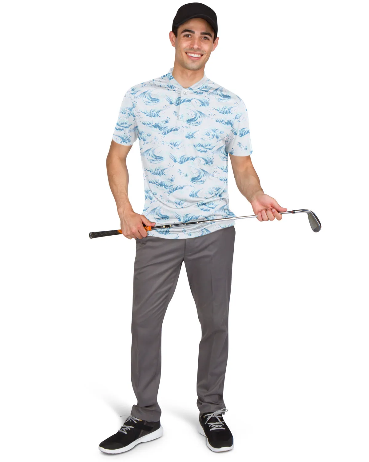Collarless Dri-Fit Printed Polo