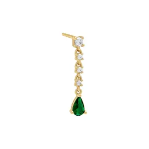 Colored CZ Teardrop Drop Stud Earring