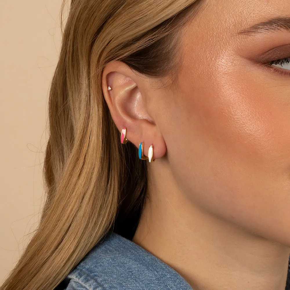 Colored Enamel Square Huggie Earring