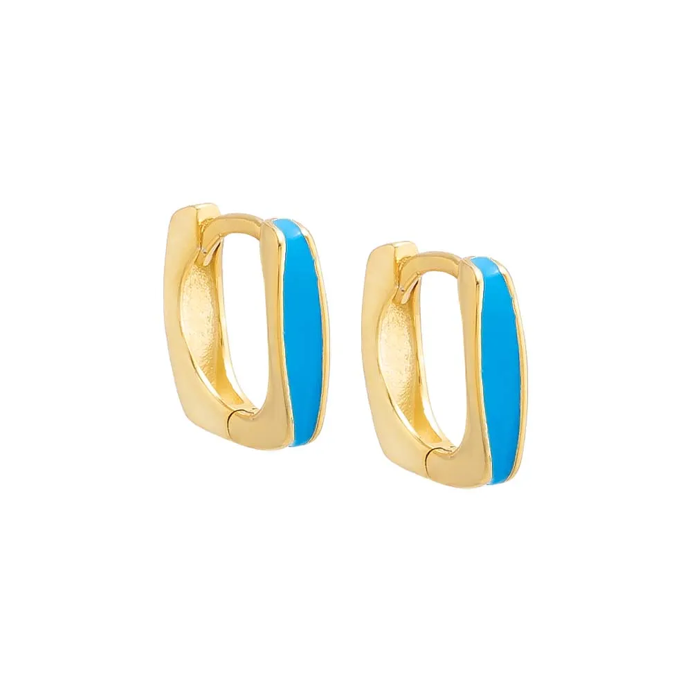 Colored Enamel Square Huggie Earring