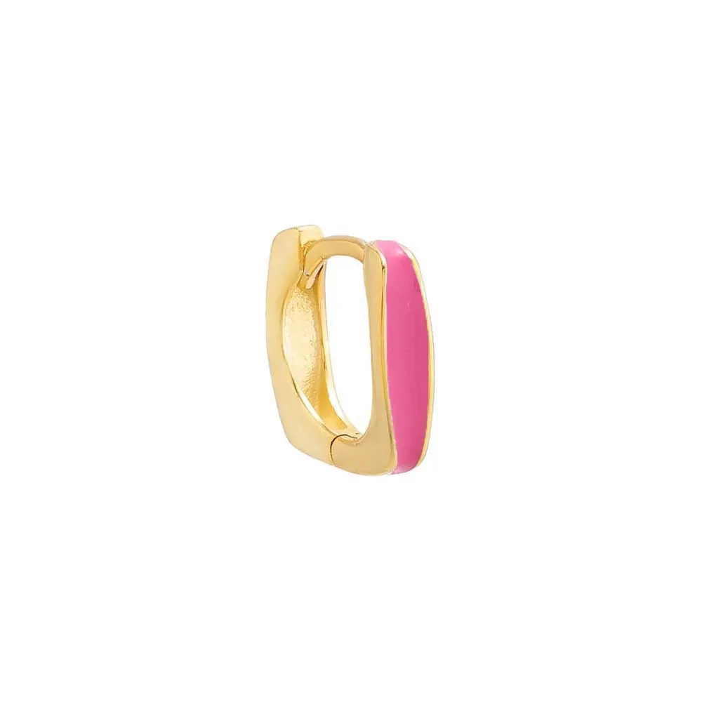 Colored Enamel Square Huggie Earring