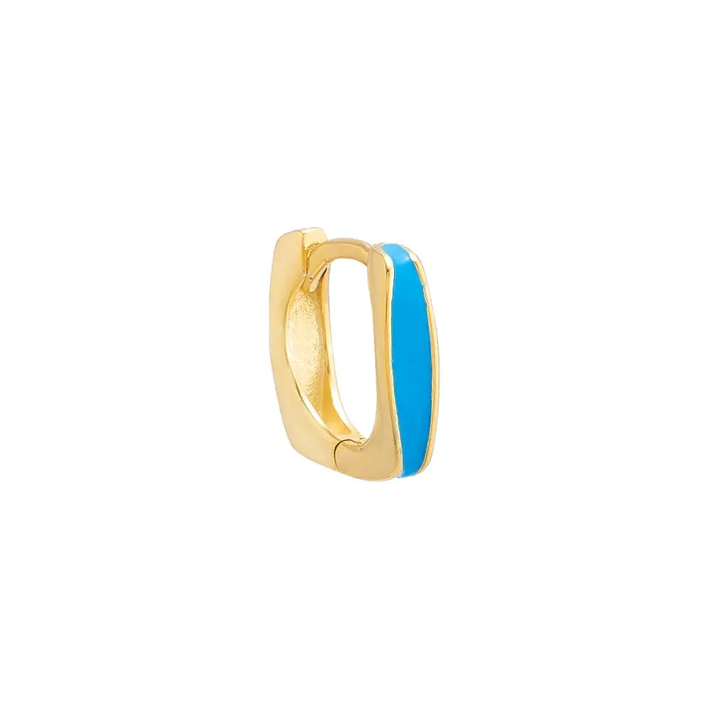 Colored Enamel Square Huggie Earring