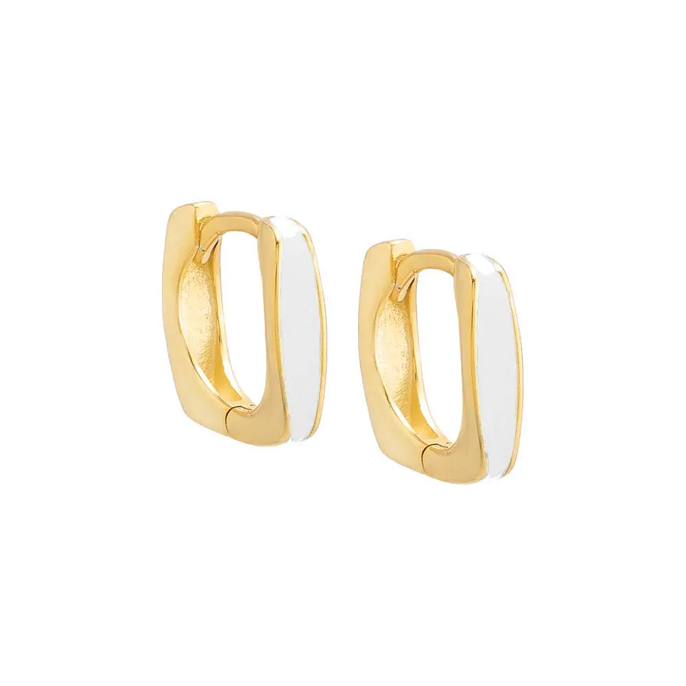 Colored Enamel Square Huggie Earring