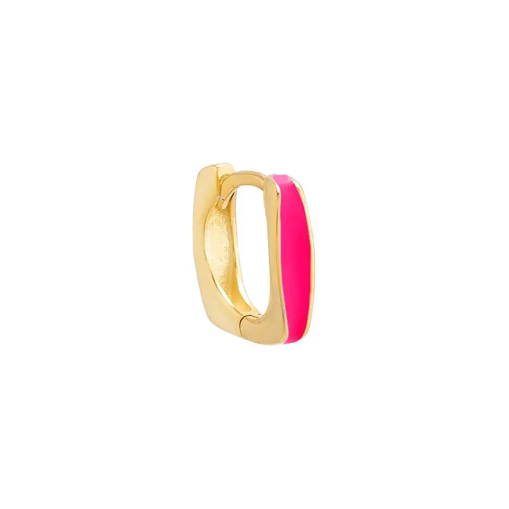 Colored Enamel Square Huggie Earring