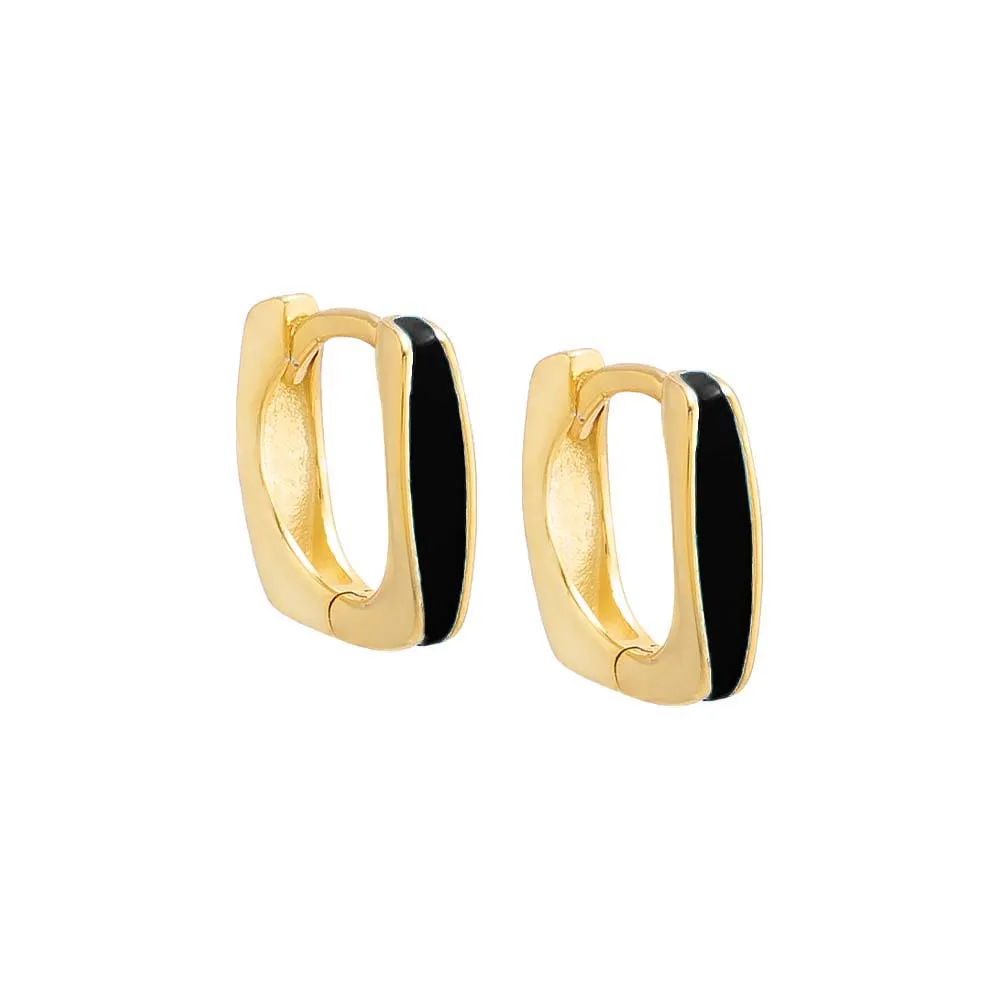 Colored Enamel Square Huggie Earring