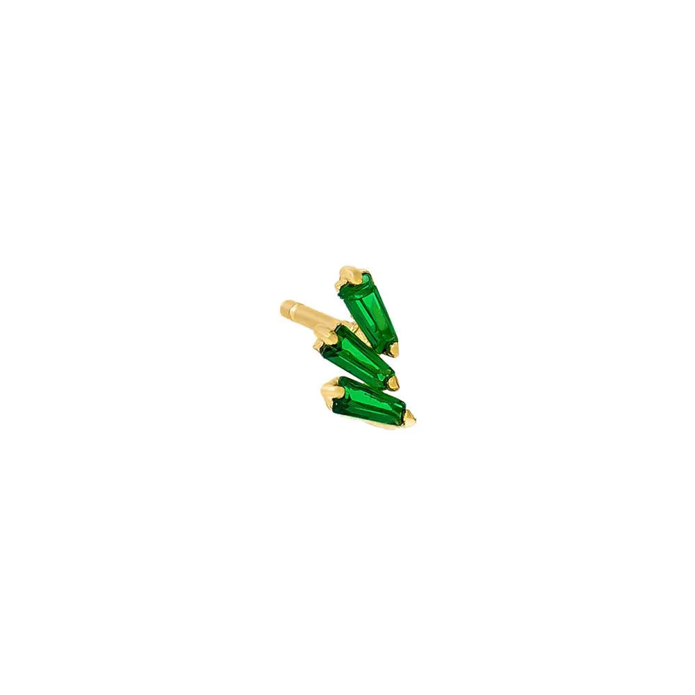 Colored Triple Baguette Stud Earring