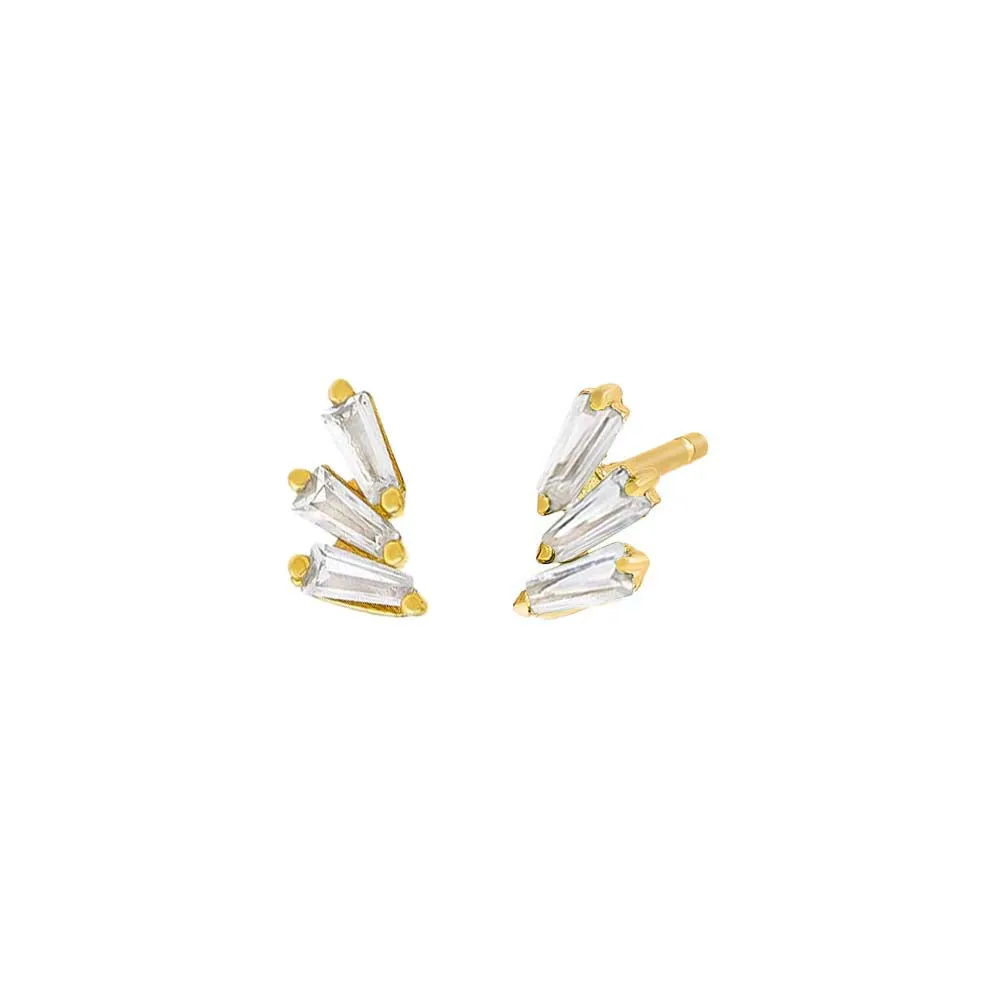 Colored Triple Baguette Stud Earring