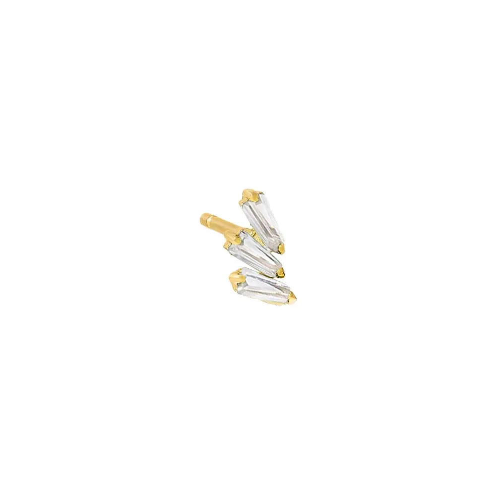 Colored Triple Baguette Stud Earring