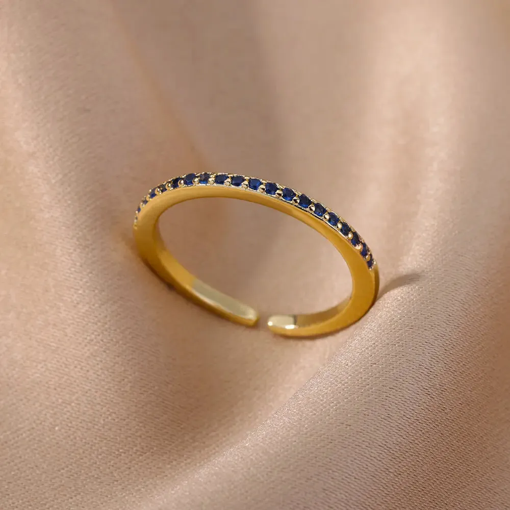 Colorful Zircon Rings For Women Gold Color Stainless Steel Fashion Cubic Zirconia Ring Wedding Jewelry Gift